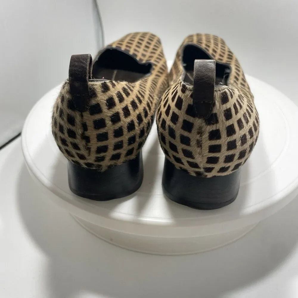 KATE SPADE Made in Italy Checkerboard Calf Hair Square Toe Block Heels 8.5B